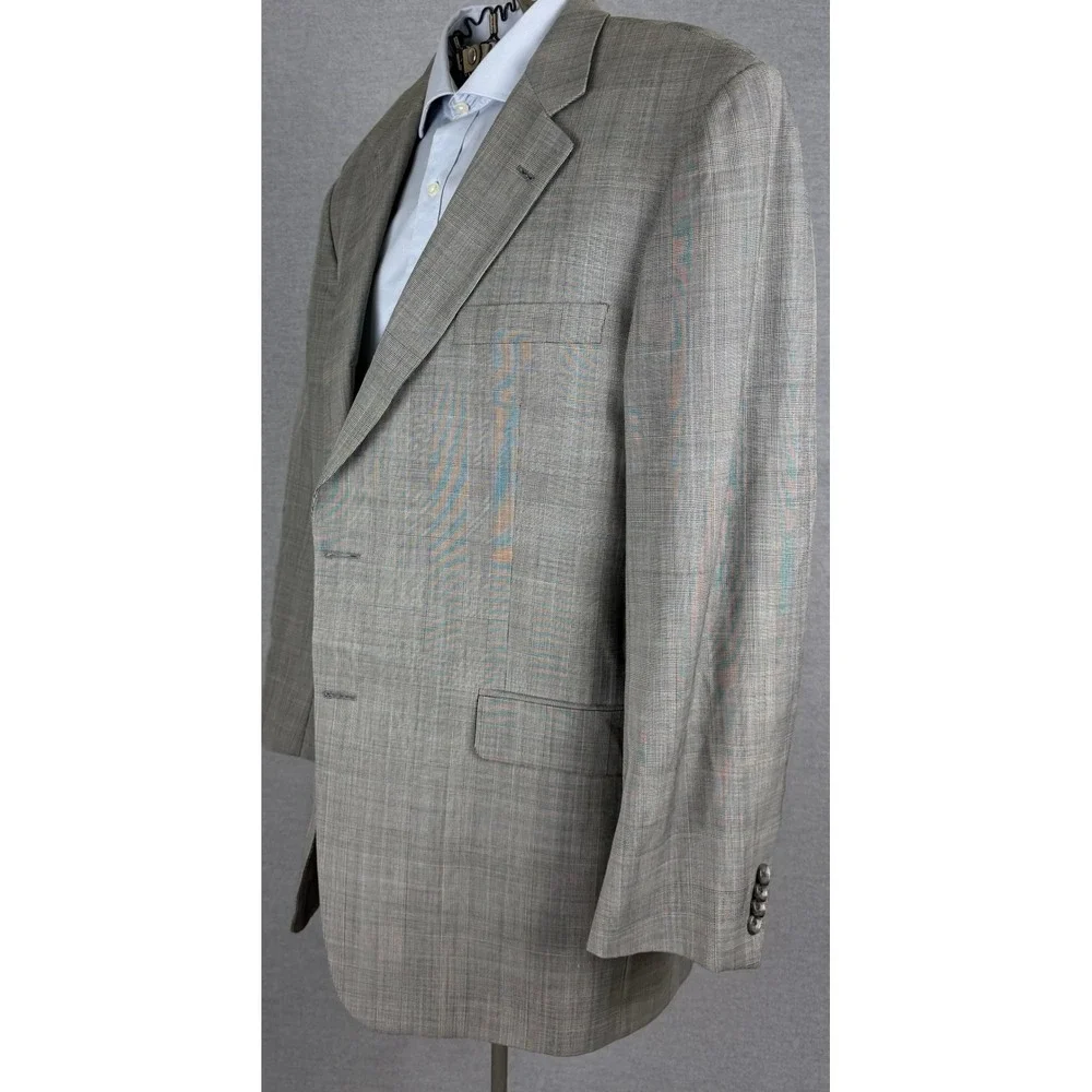 Burberry London Mens 43R Wool Glen Plaid Blazer Sport Coat Grey 2 Button USA
